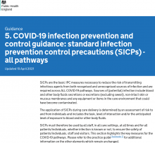5. COVID-19 infection prevention and control guidance: standard infection prevention control precautions (SICPs) - all pathways